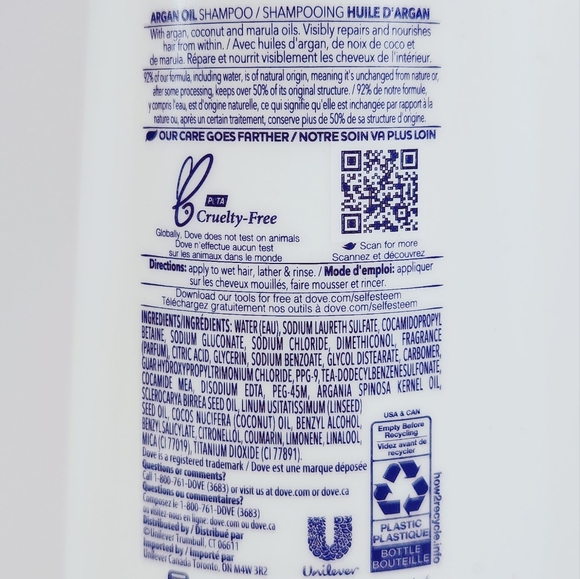 ⭐4/$15 Dove Shampoo Argan Oil & Damage Repair - Picture 3 of 7